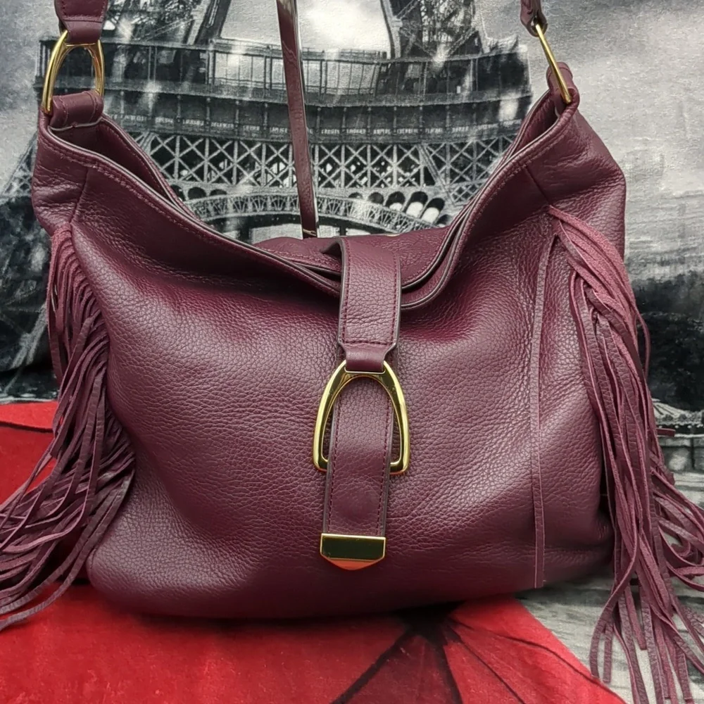 G.I.L.I. Burgundy Leather Hobo Bag